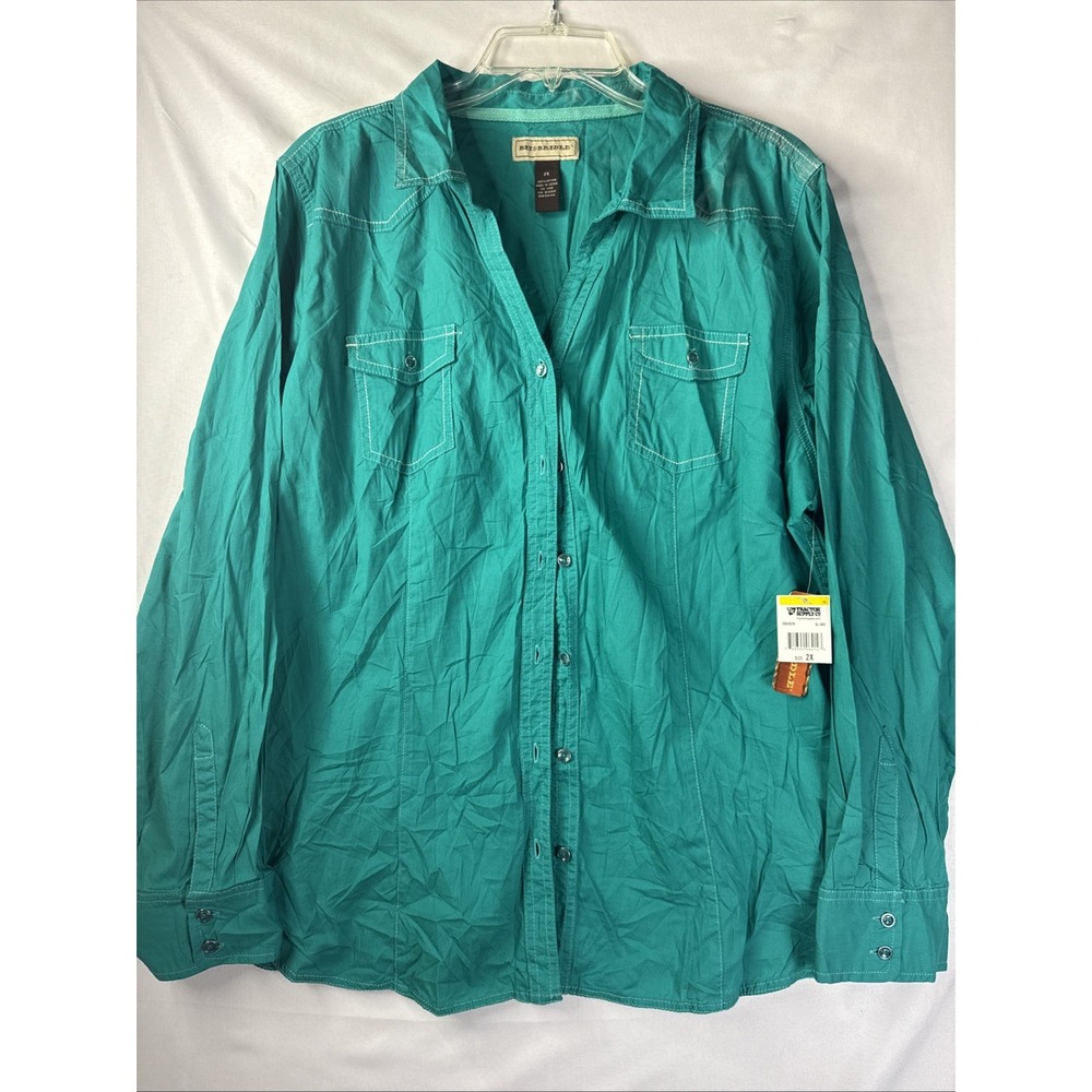 Bit & Bridle‎ Women's 2X Western Button Sleeve Cowgirl Turquoise NWT